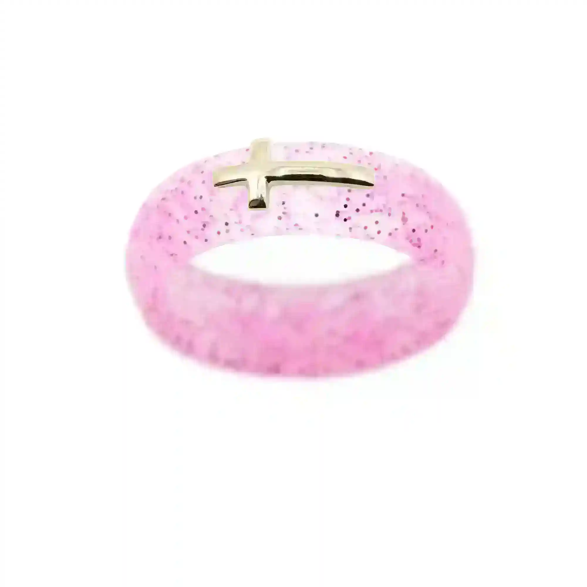 14K Sideways Cross Silicone Ring - Size 4