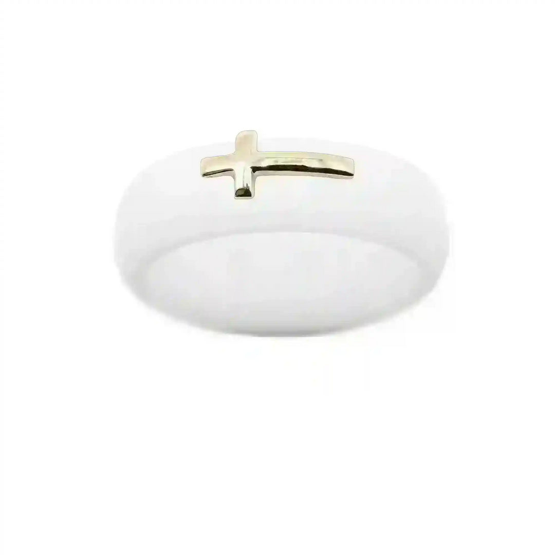 14K Sideways Cross Silicone Ring - Size 4