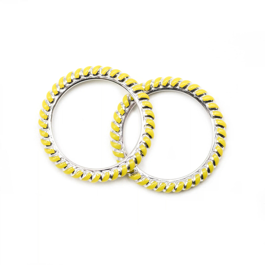 Sterling Silver Lemon Ceramic Twist Ring