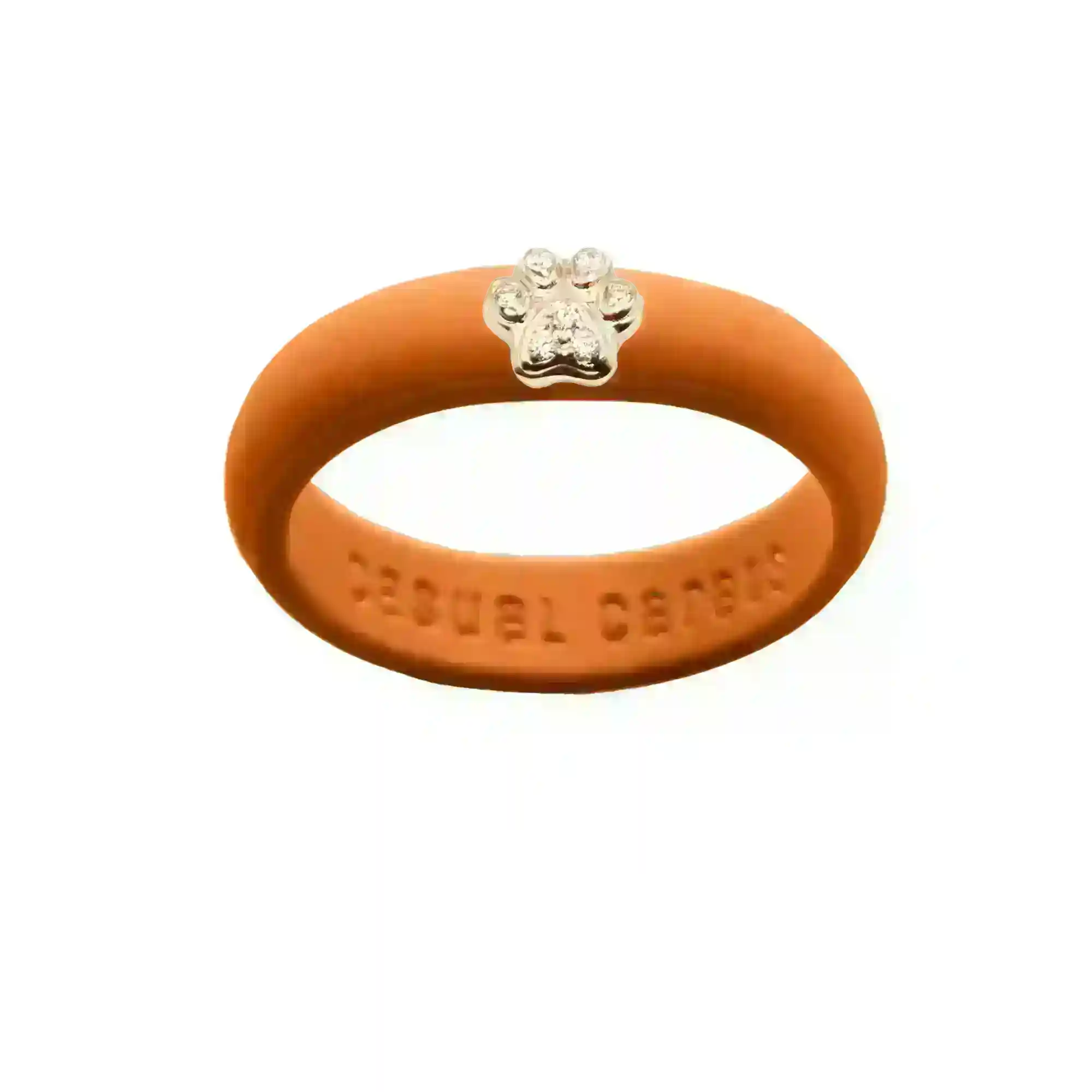 Diamond Paw Print Silicone Ring - Size 4