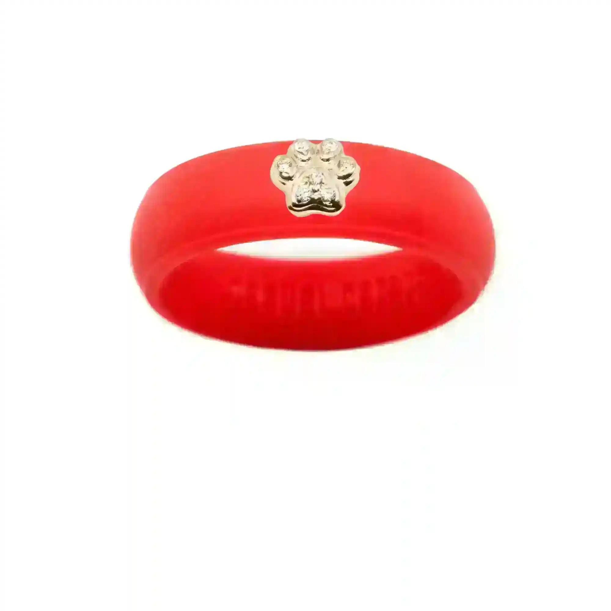 Diamond Paw Print Silicone Ring - Size 4