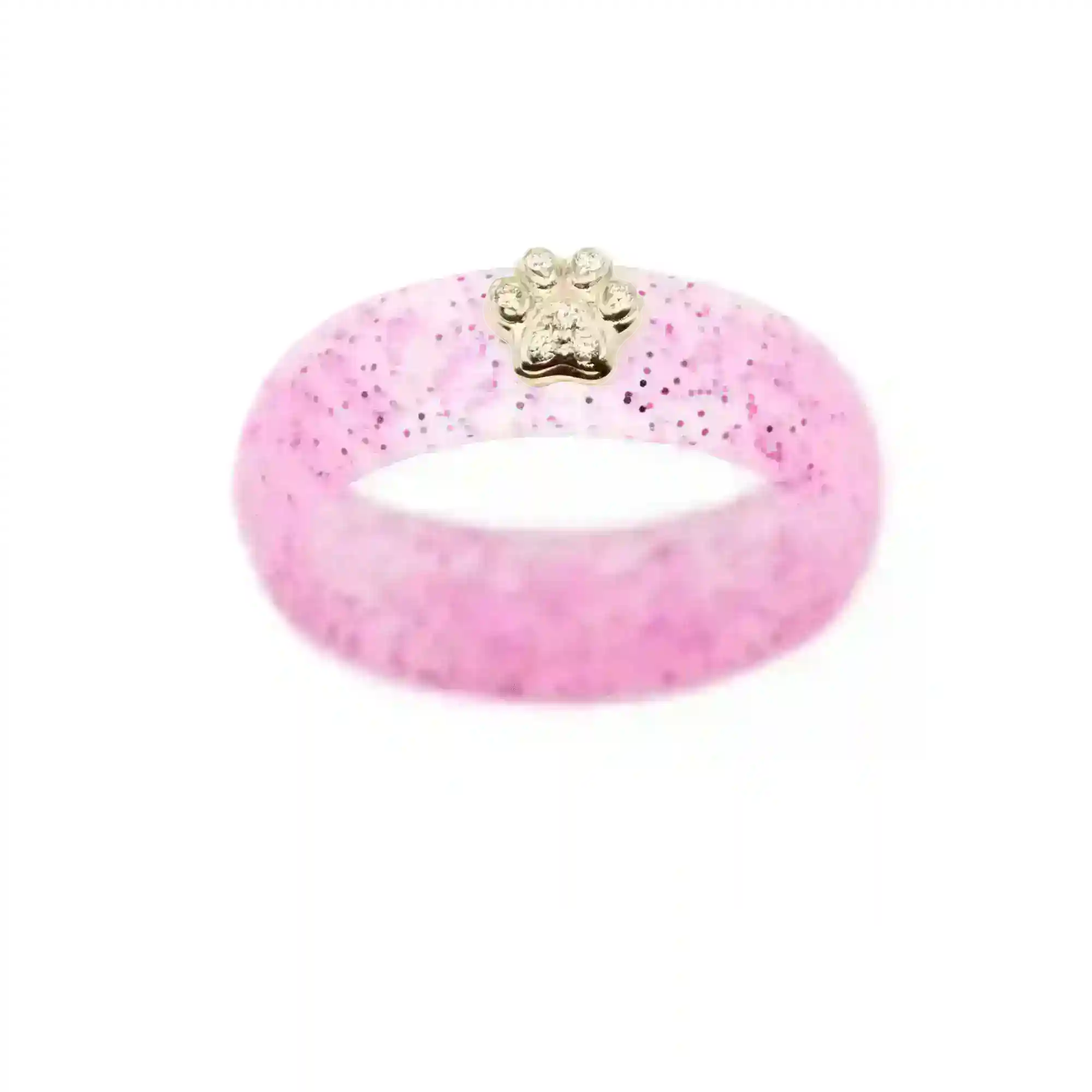 Diamond Paw Print Silicone Ring - Size 4