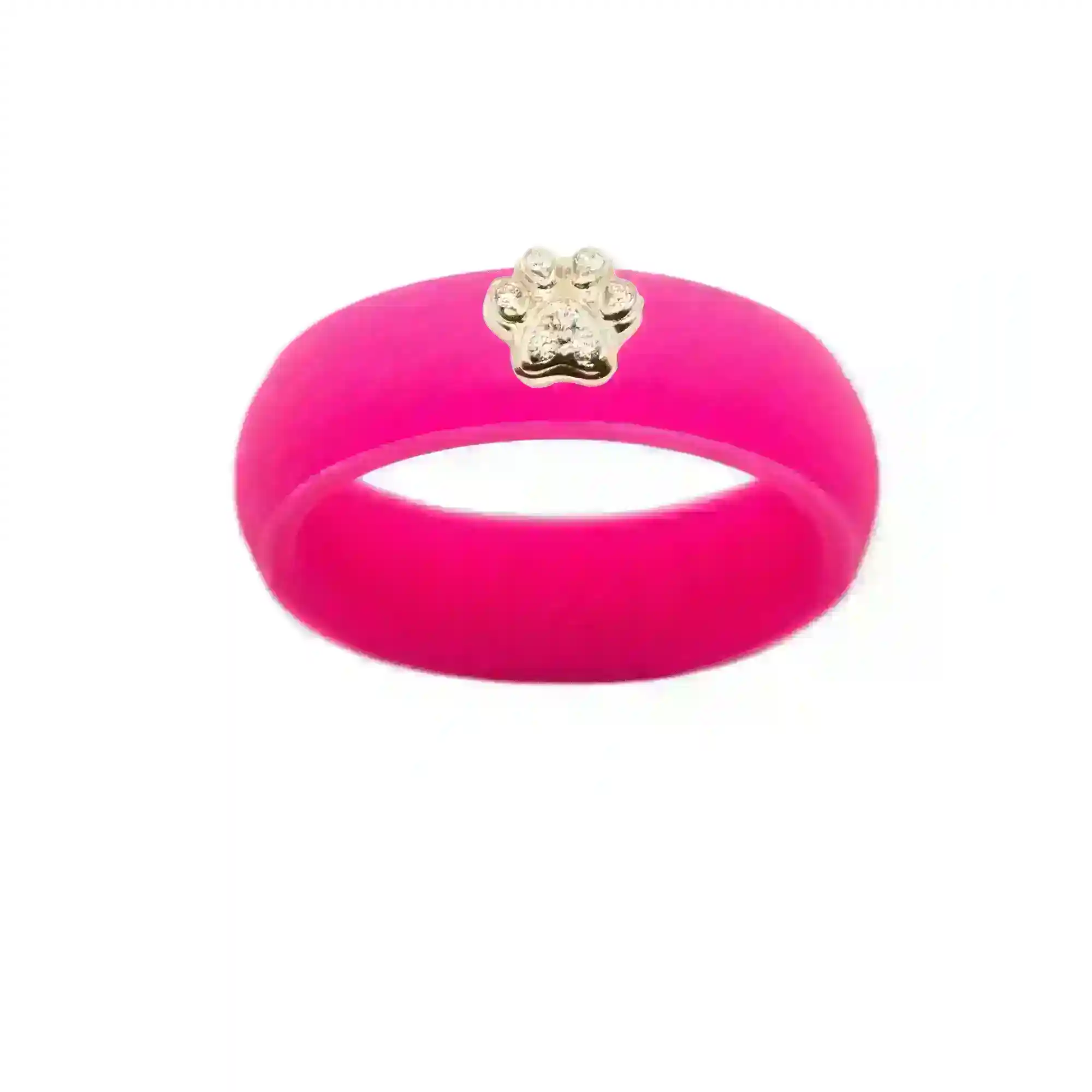 Diamond Paw Print Silicone Ring - Size 4