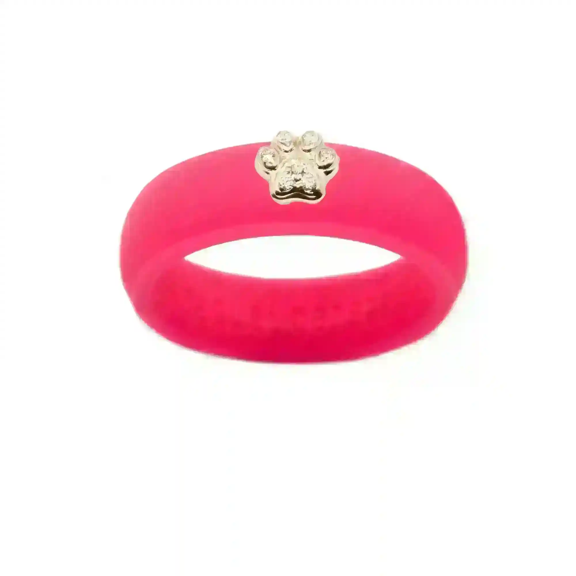 Diamond Paw Print Silicone Ring - Size 4