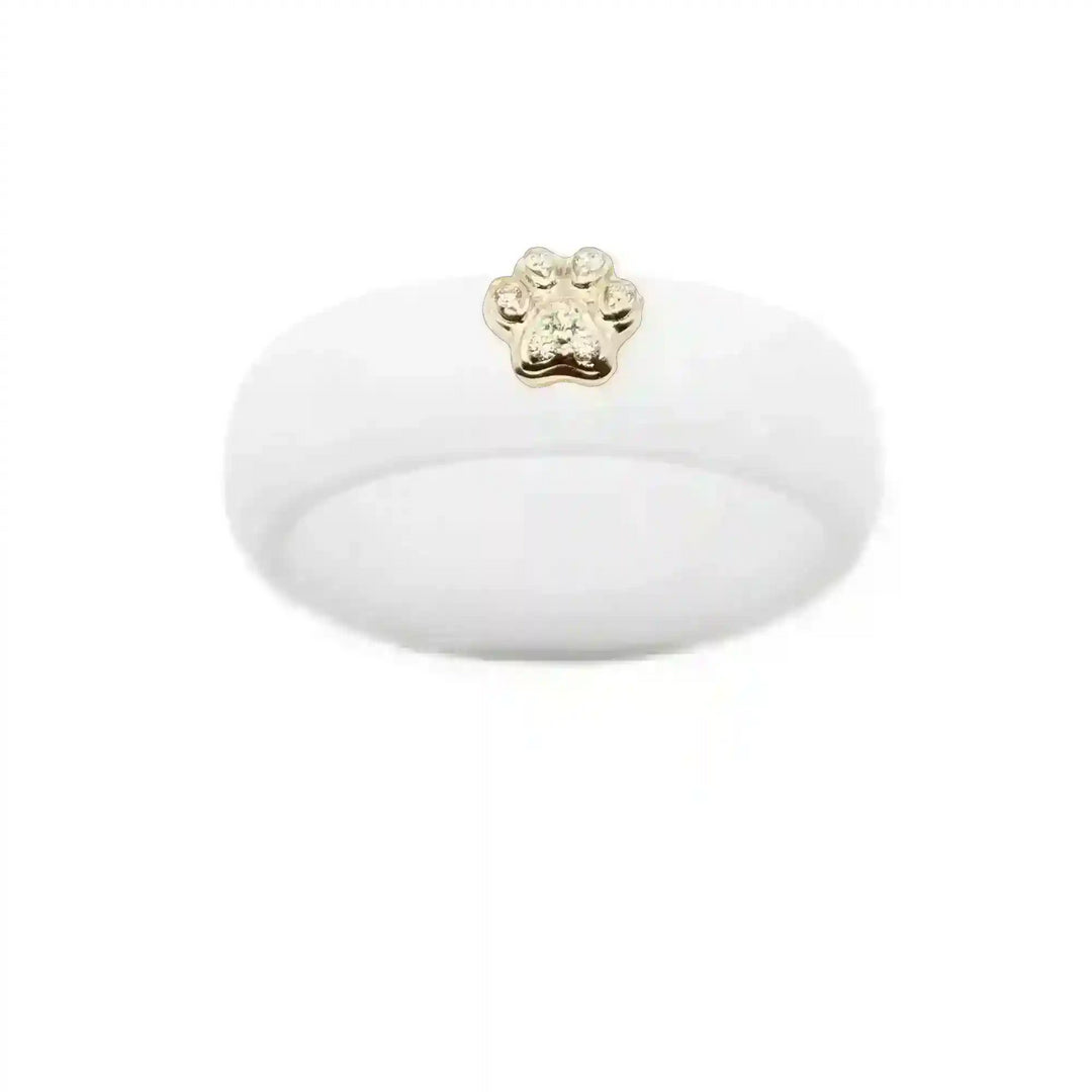 Diamond Paw Print Silicone Ring - Size 4