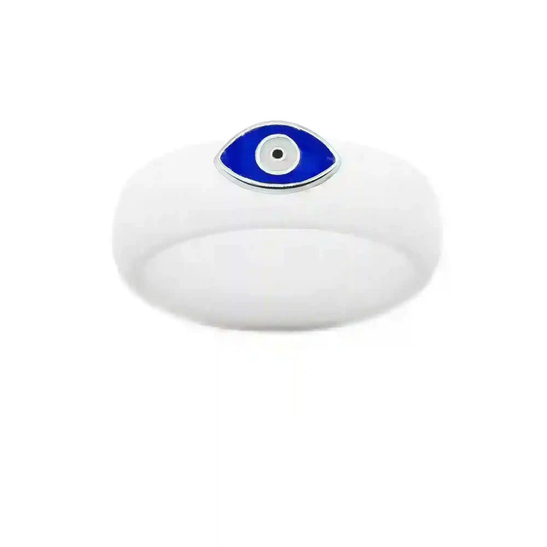 Enamel Evil Eye Silicone Ring - Size 4