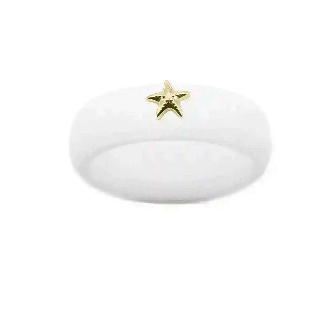 Gold Starfish Silicone Ring - Size 4