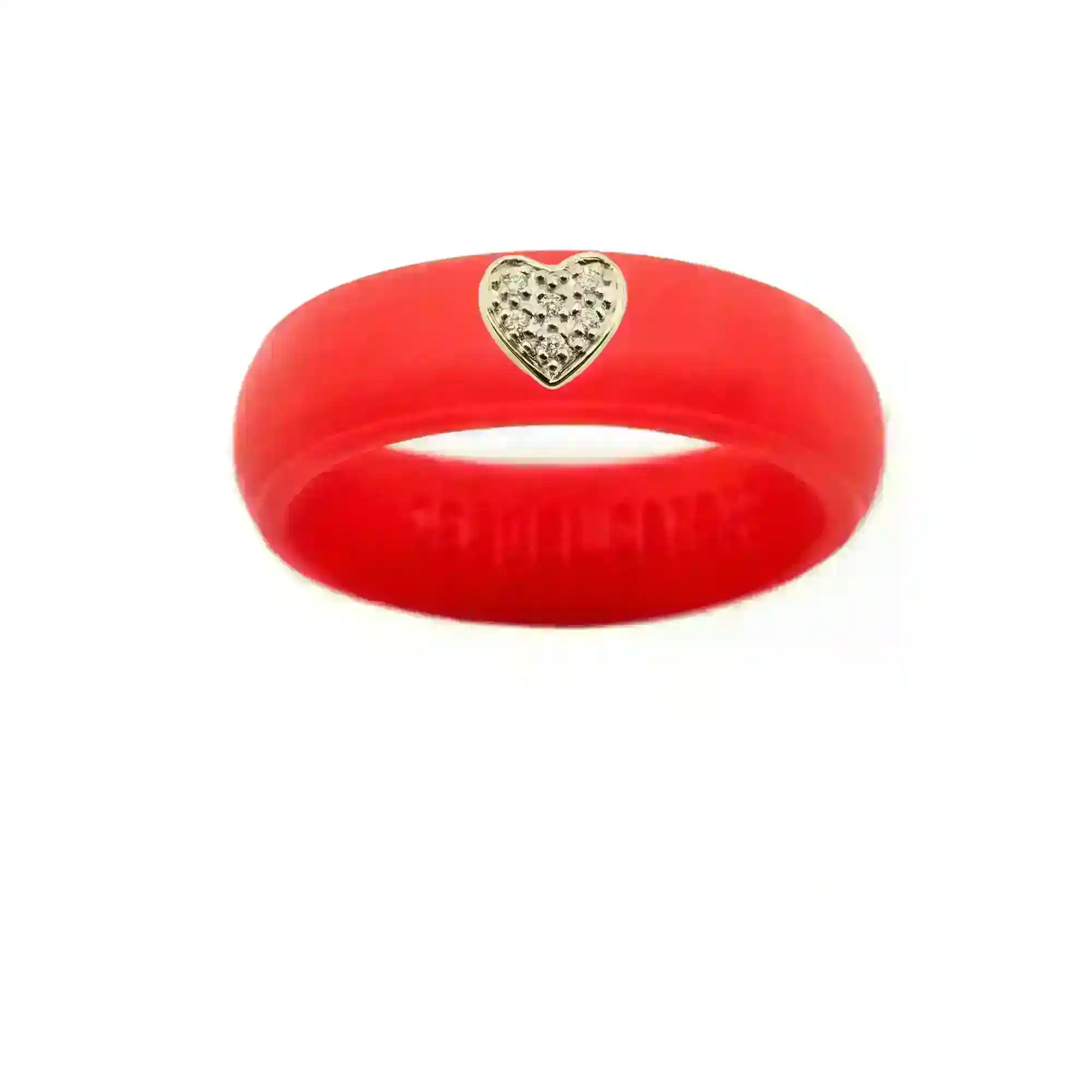 Pave Heart Silicone Ring - Size 4