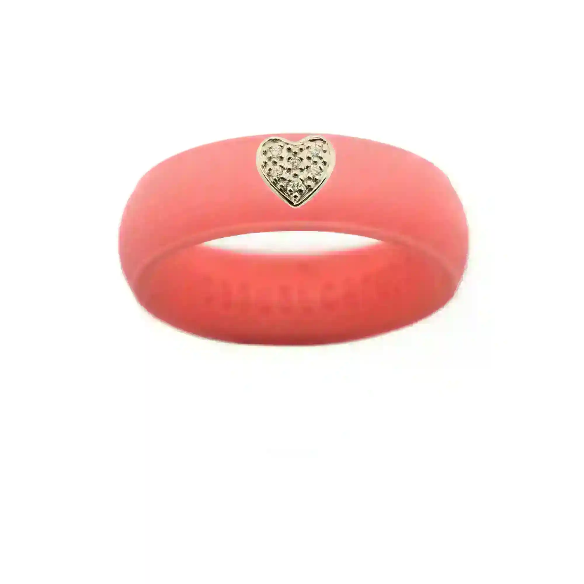 Pave Heart Silicone Ring - Size 4