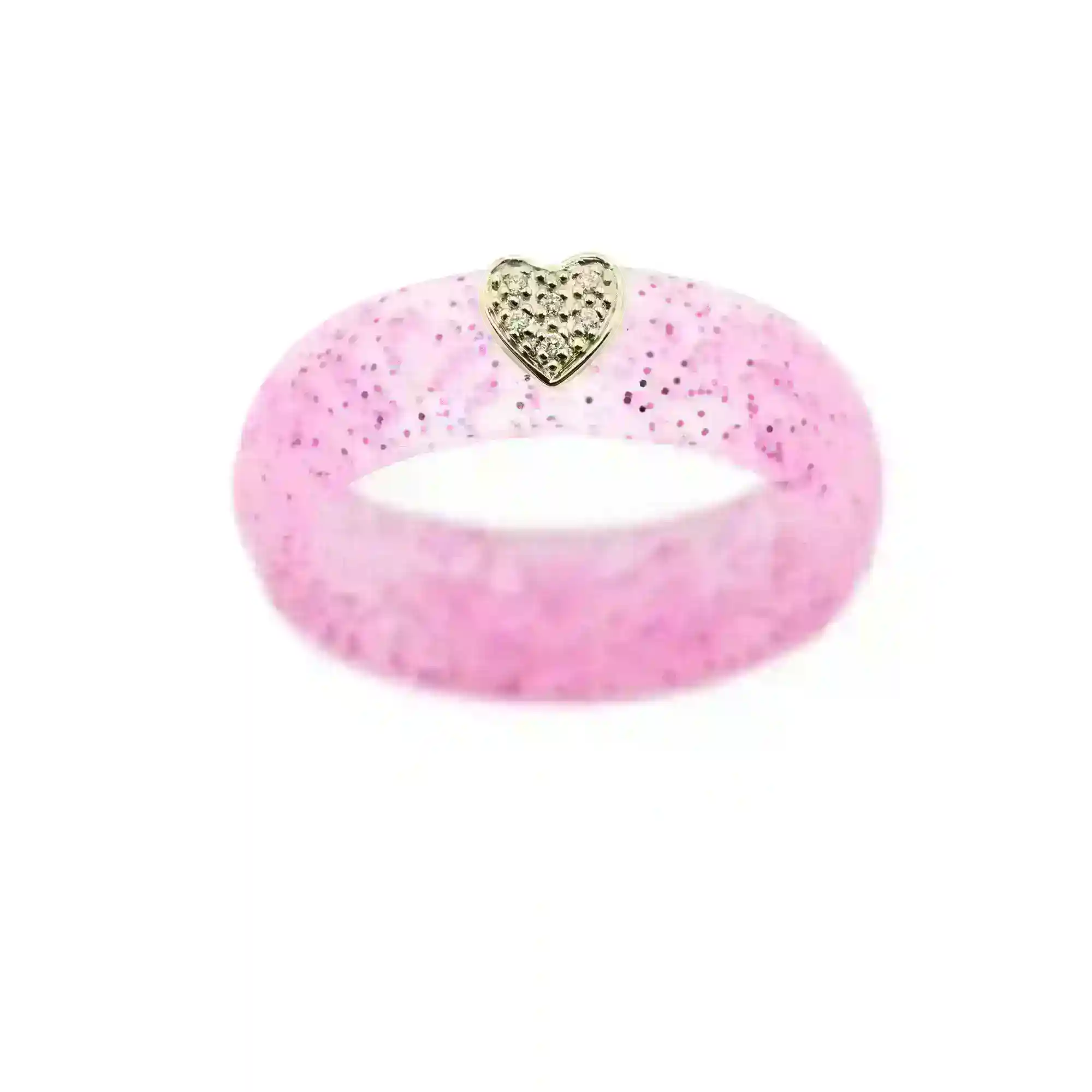 Pave Heart Silicone Ring - Size 4