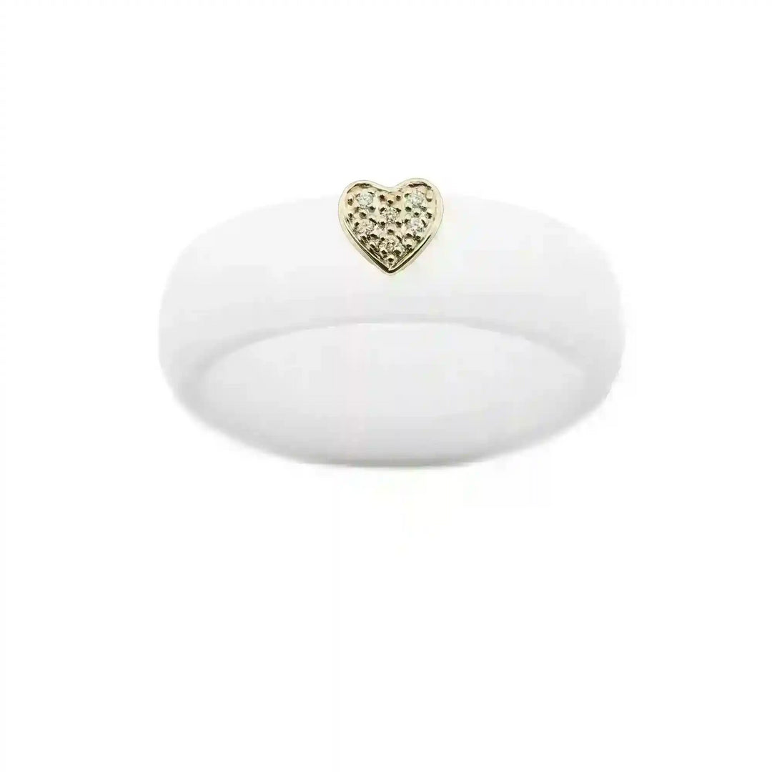 Pave Heart Silicone Ring - Size 4