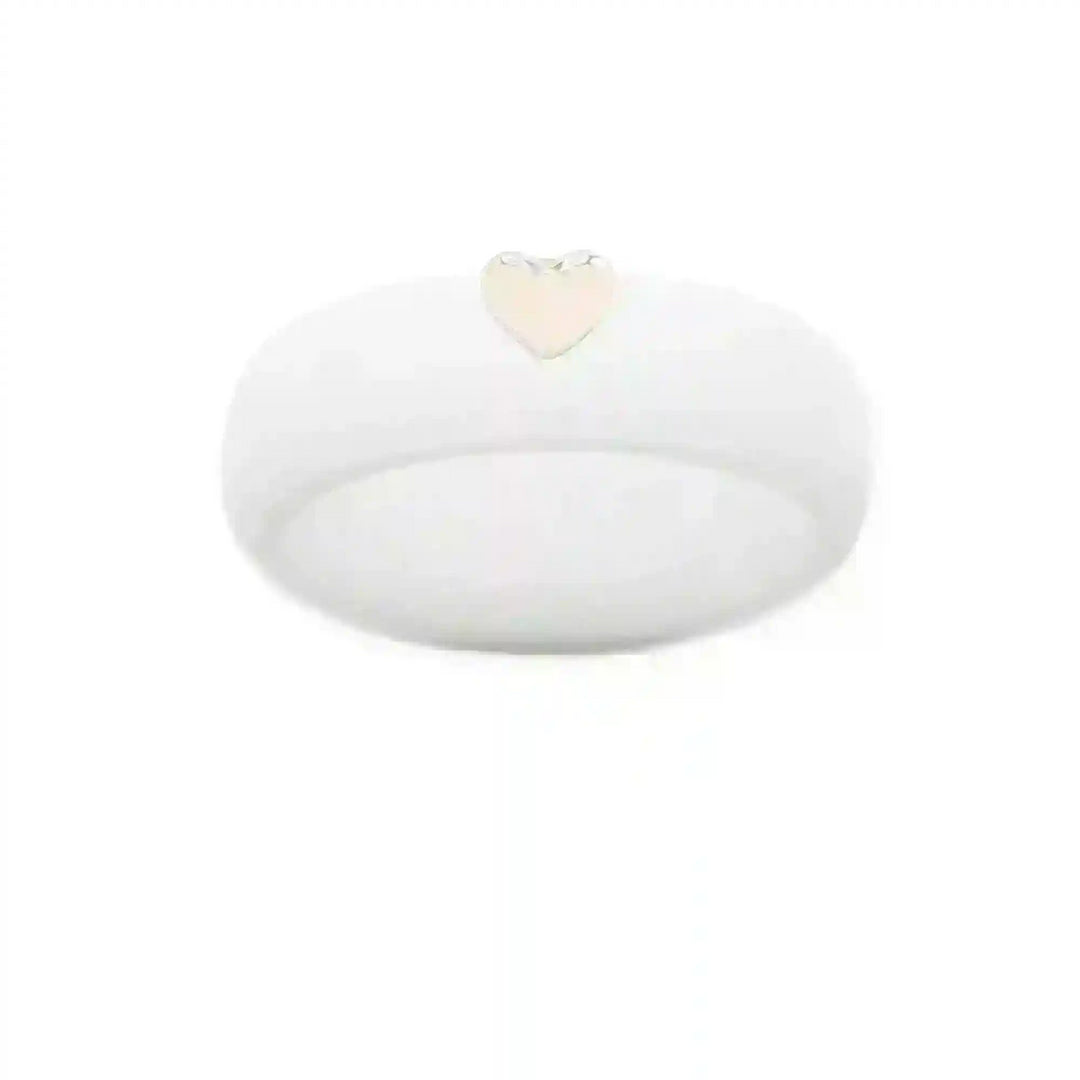 Puffy Gold Heart Silicone Ring - Size 4