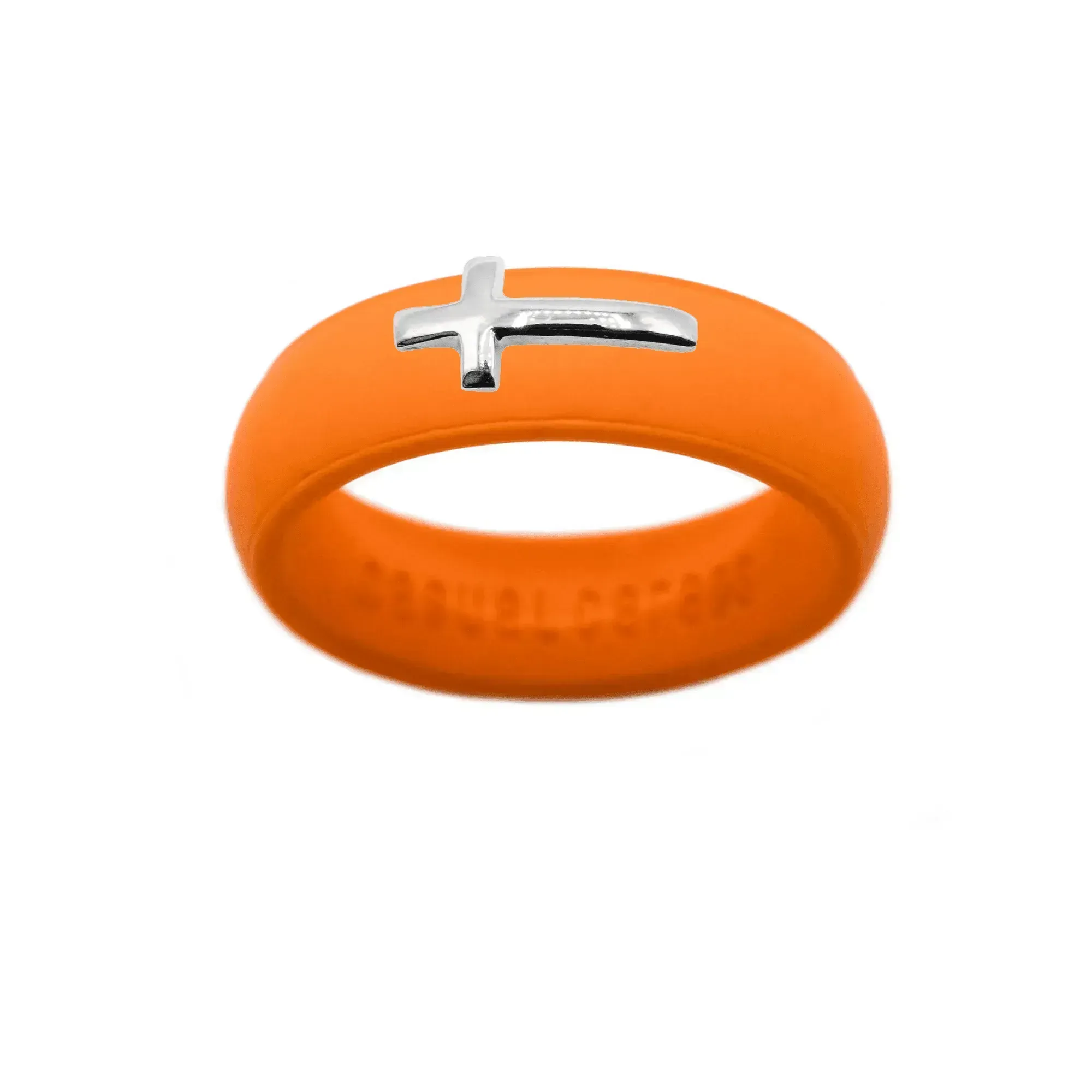 Sterling Silver Sideways Cross Silicone Ring - Size 4