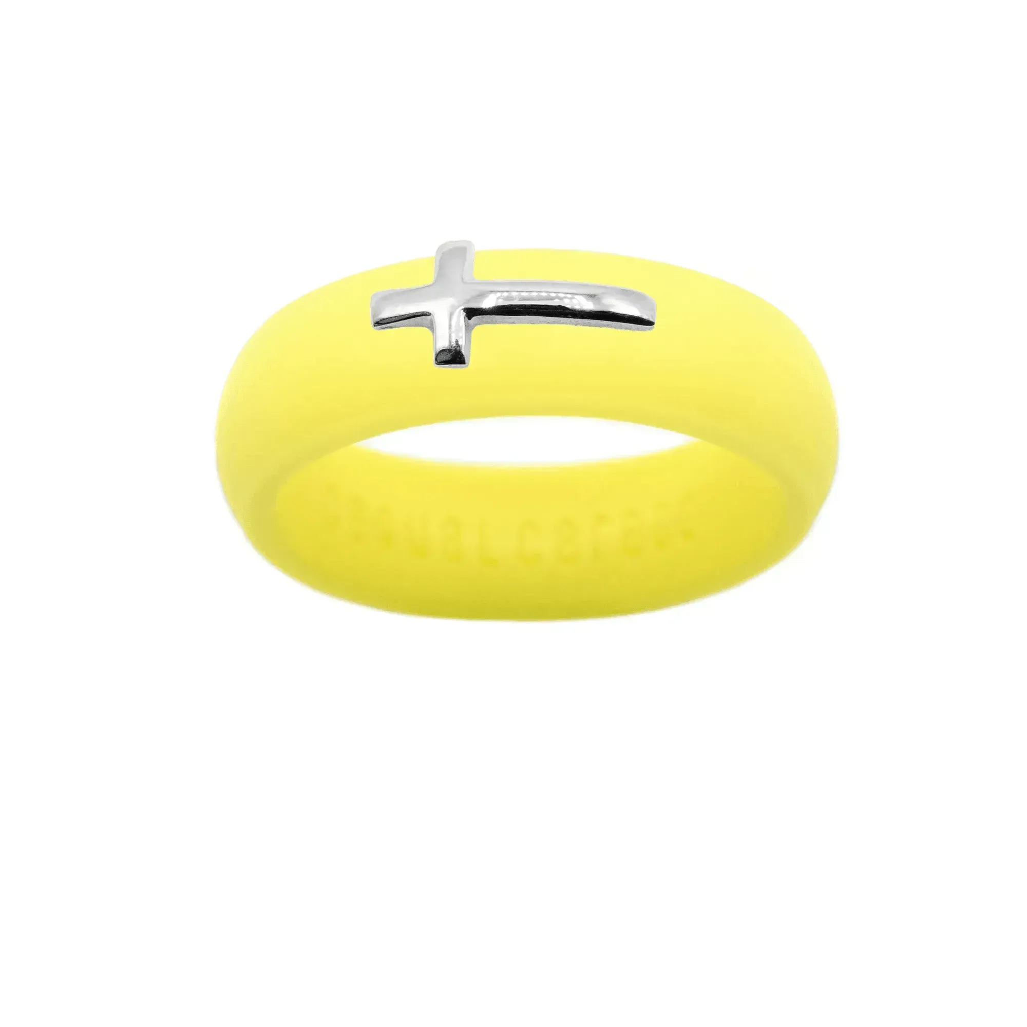 Sterling Silver Sideways Cross Silicone Ring - Size 4