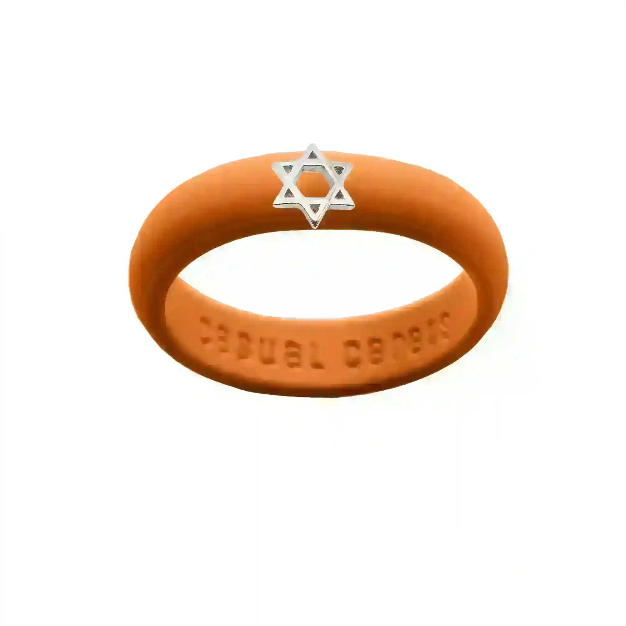 Sterling Silver Star of David Silicone Ring - Size 4