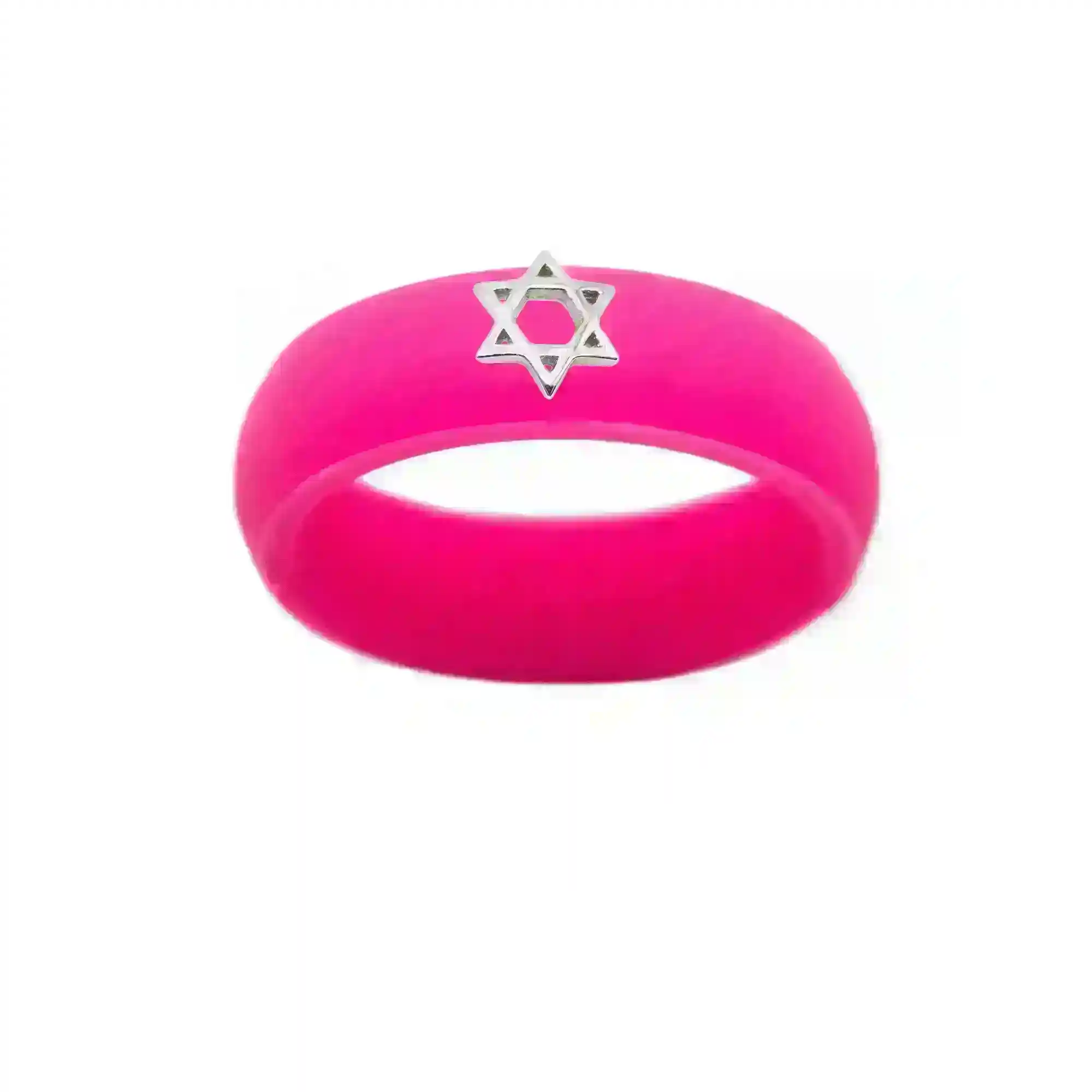 Sterling Silver Star of David Silicone Ring - Size 4