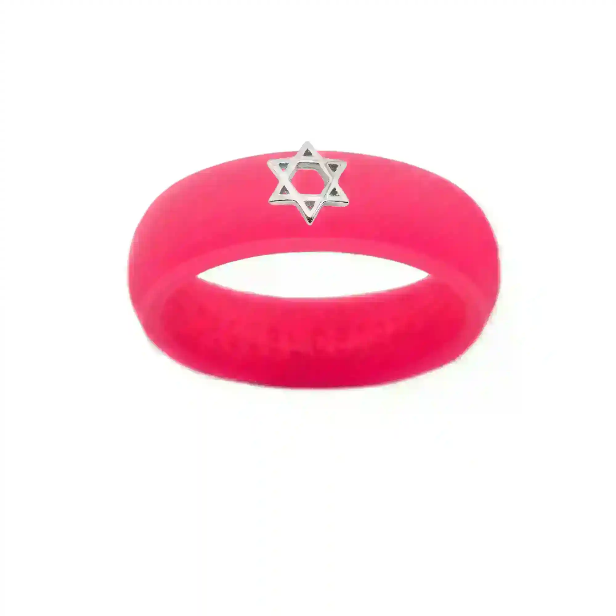 Sterling Silver Star of David Silicone Ring - Size 4