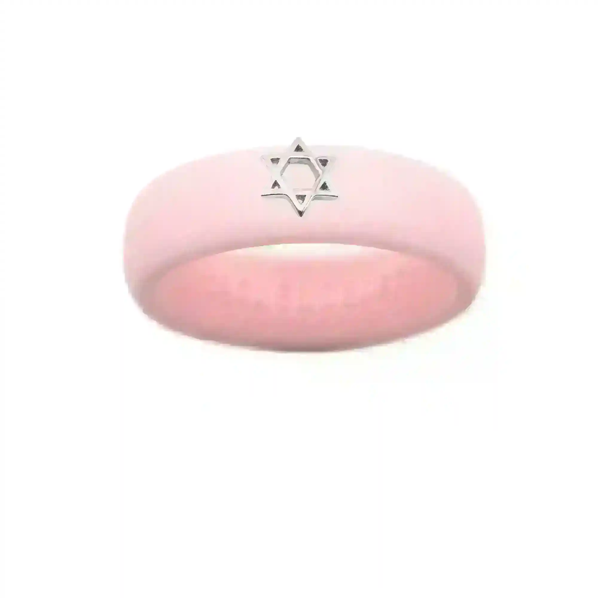 Sterling Silver Star of David Silicone Ring - Size 4