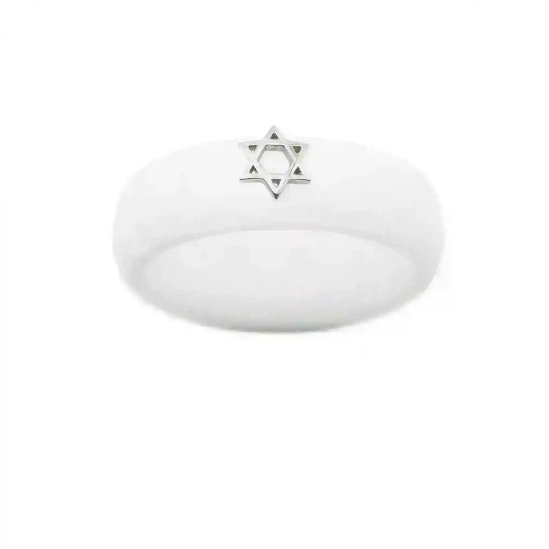 Sterling Silver Star of David Silicone Ring - Size 4