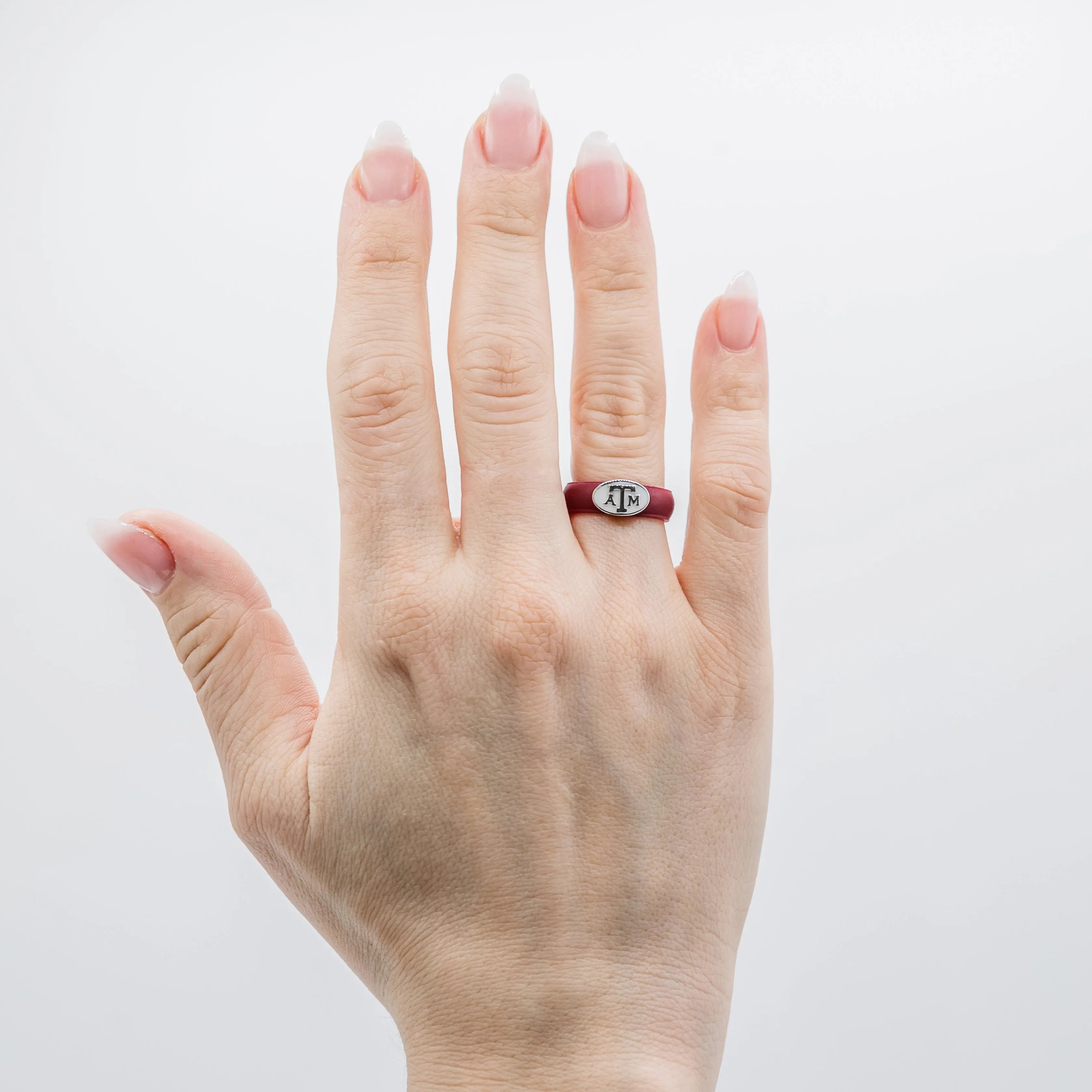 Texas A&M Aggie Silicone Rings on hands