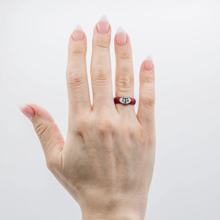 Texas A&M Aggie Silicone Rings on hands