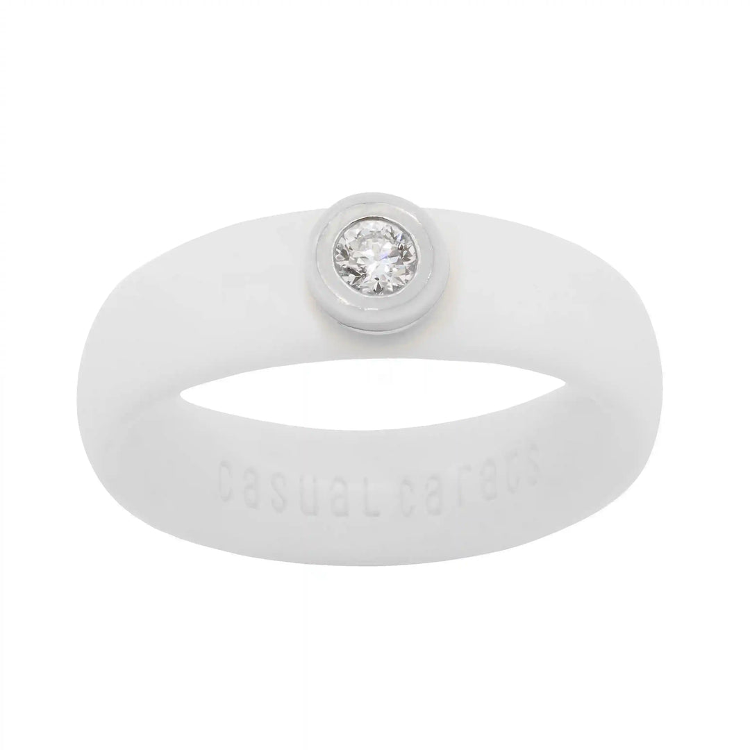 Sterling Silver White Ceramic LGD 0.10ct.Bezel