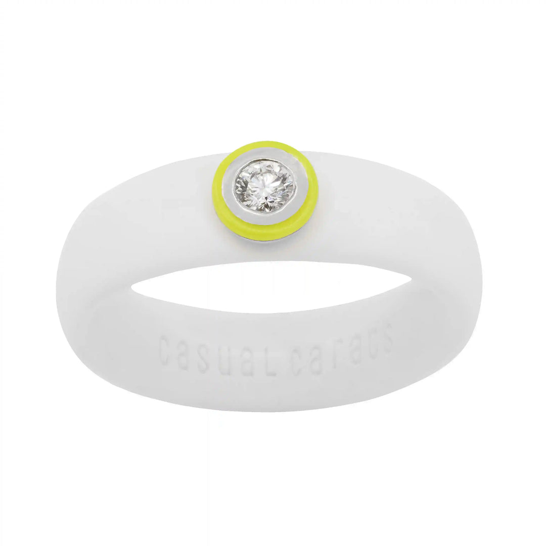 Sterling Silver Neon Yellow Ceramic LGD 0.10ct. Bezel