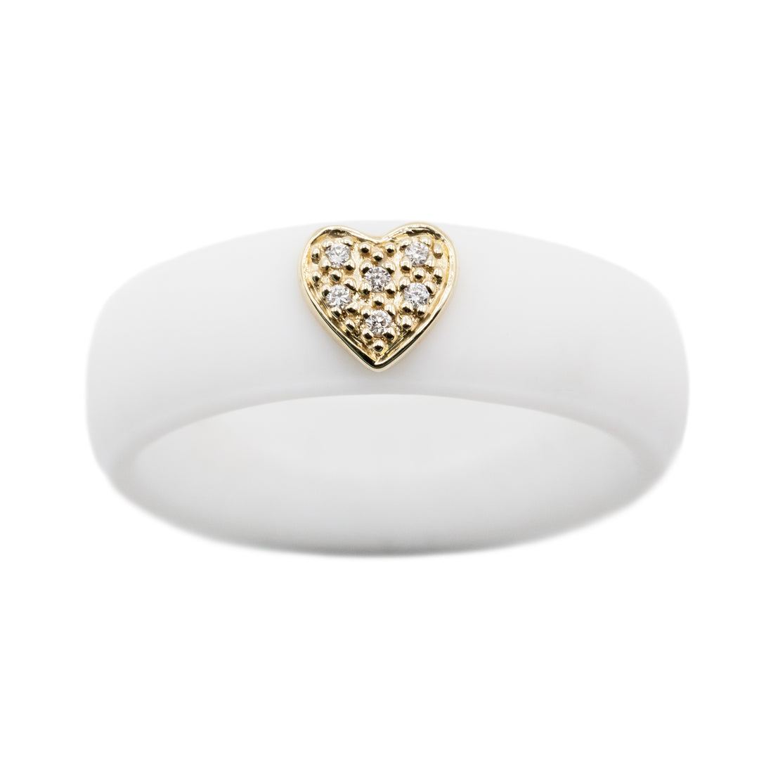 Pave Heart Silicone Ring