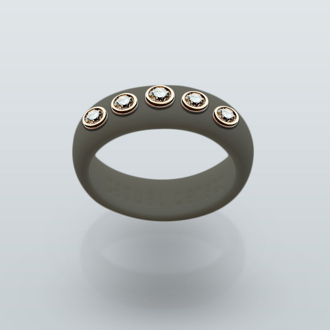 5 Stone Silicone Ring