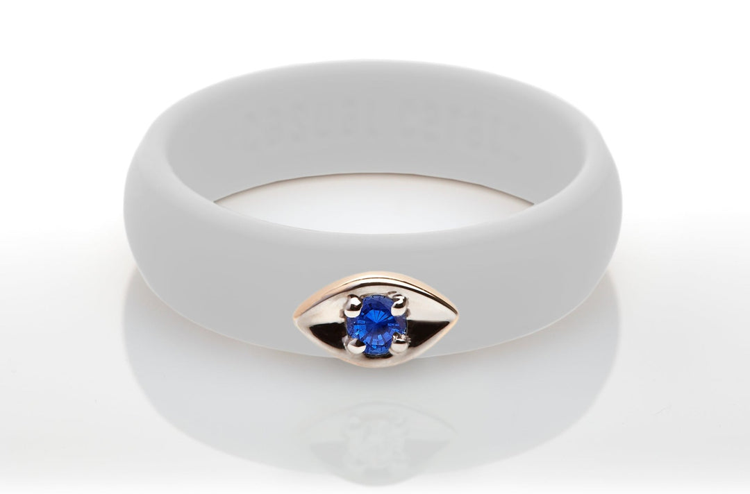 Evil Eye With Sapphire Silicone Ring