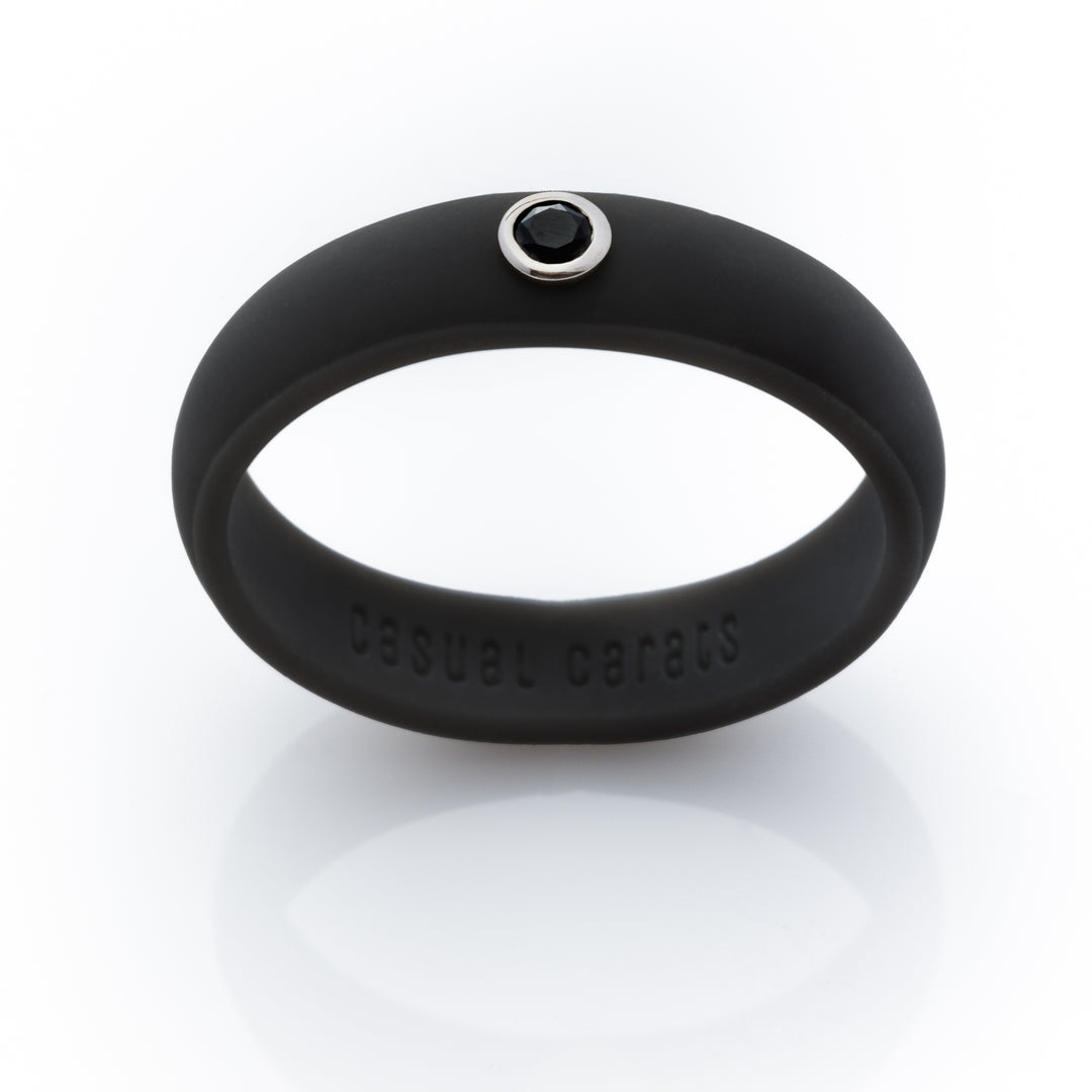 Black Colored Diamond Silicone Ring