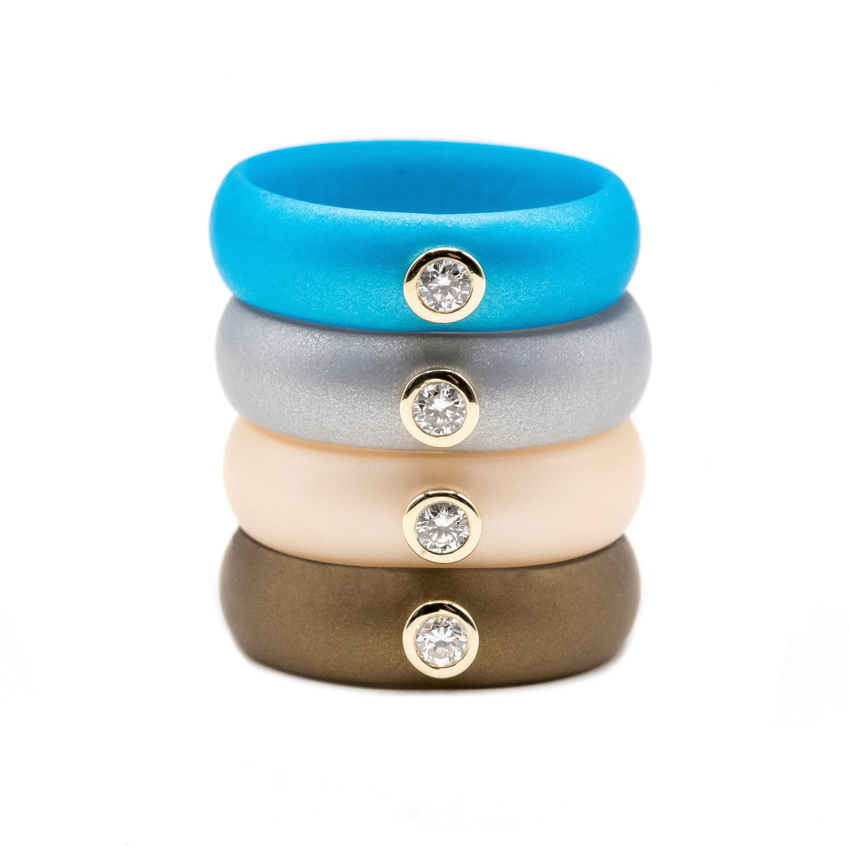 Metallic Silicone Rings with Diamonds | Casual Carats