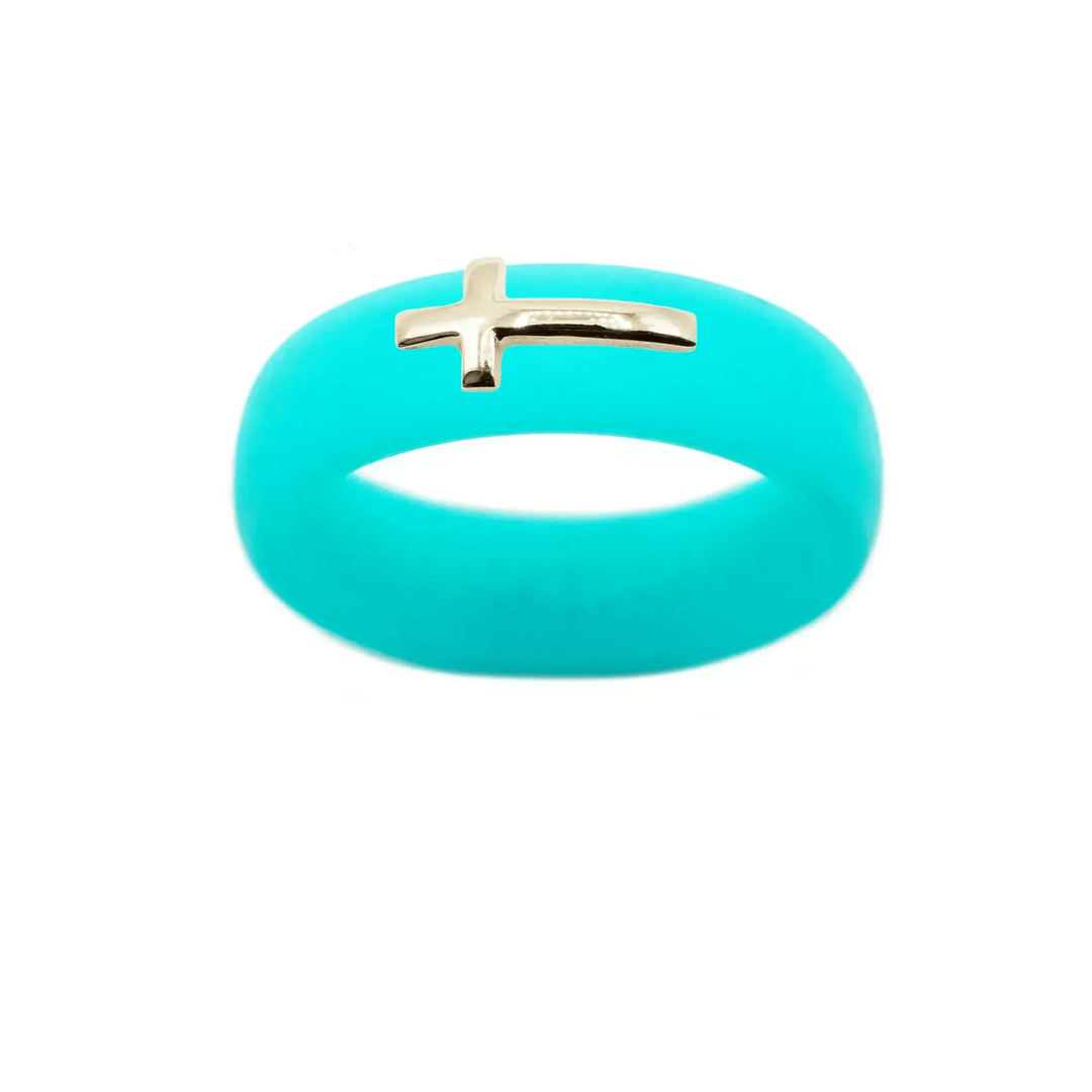 14K Sideways Cross Silicone Ring - Size 8