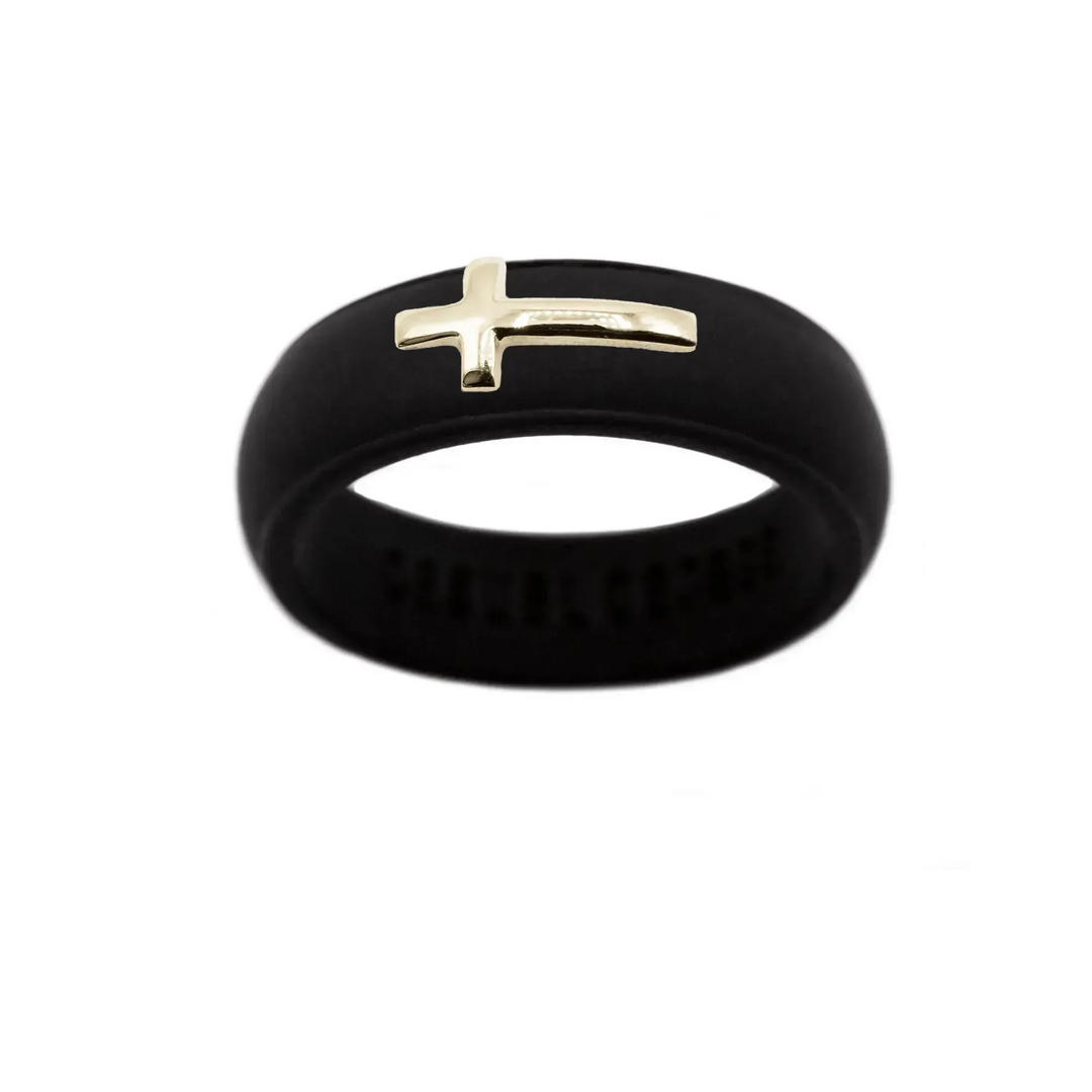 14K Sideways Cross Silicone Ring - Size 7
