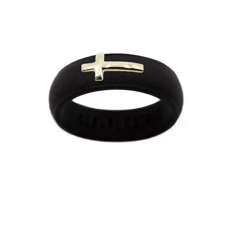 14K Sideways Cross Silicone Ring - Size 9