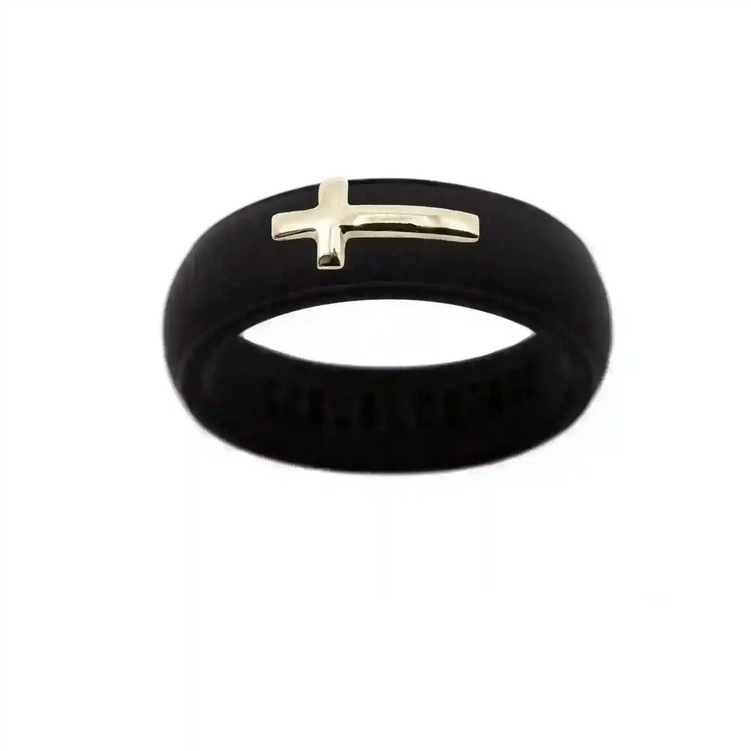 14K Sideways Cross Silicone Ring - Size 9