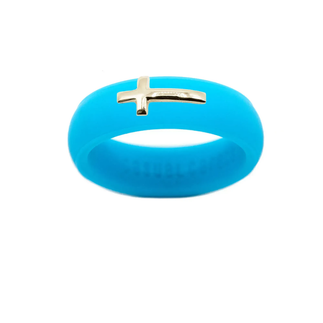 14K Sideways Cross Silicone Ring - Size 7