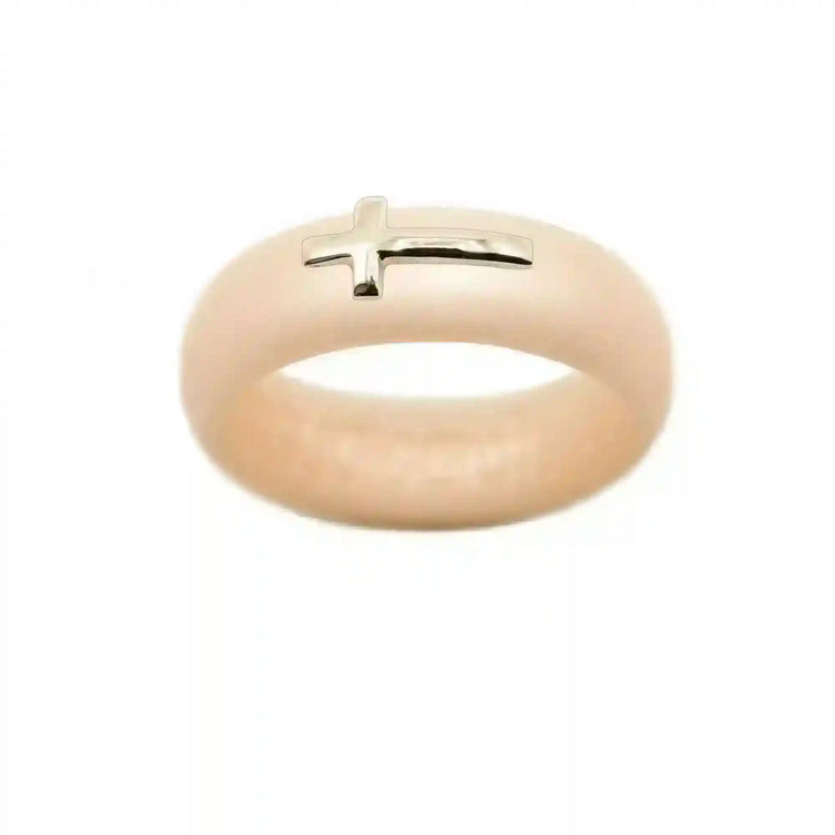 14K Sideways Cross Silicone Ring - Size 9
