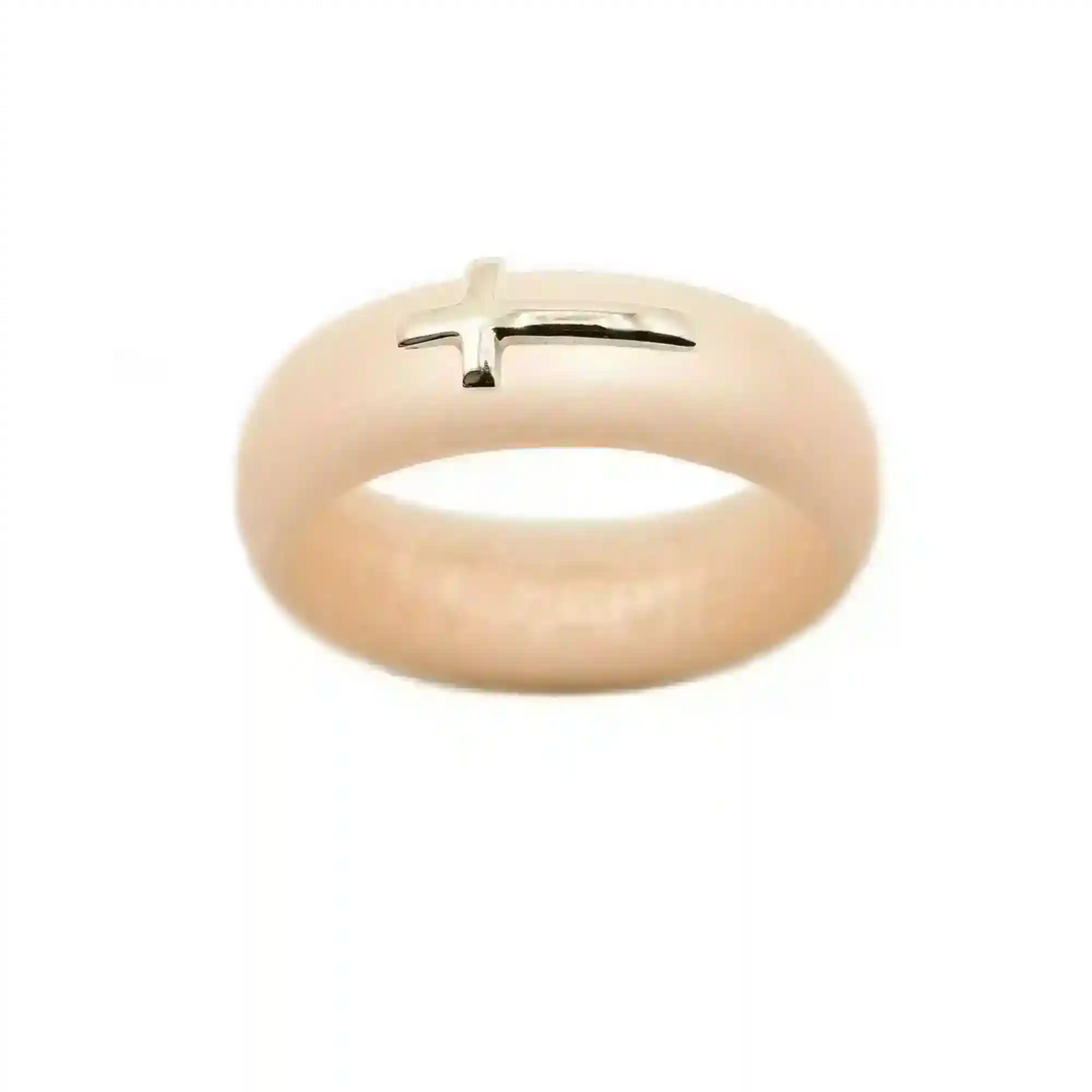 14K Sideways Cross Silicone Ring - Size 9