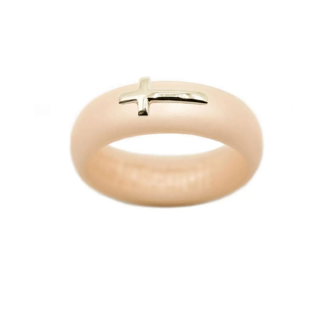 14K Sideways Cross Silicone Ring - Size 6