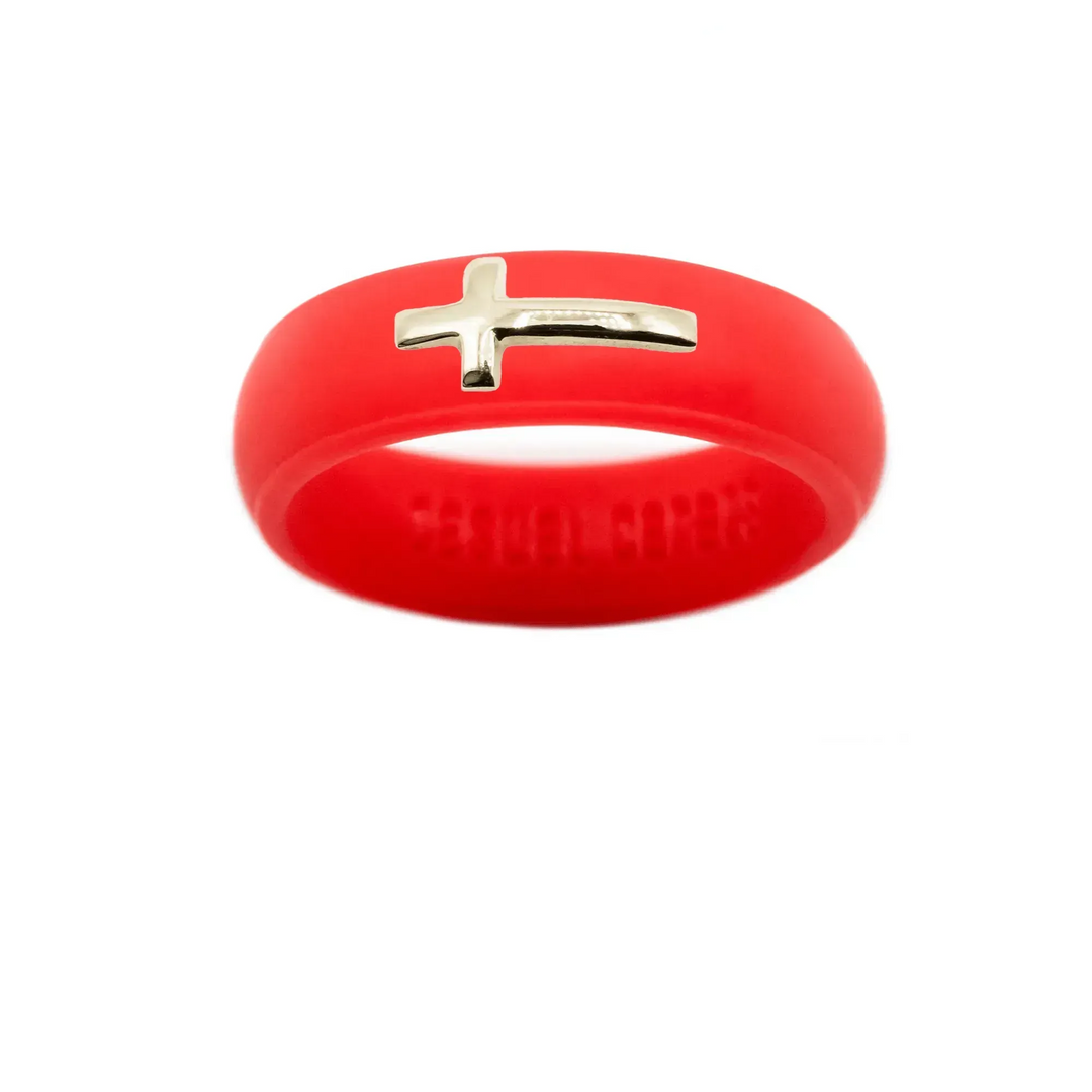14K Sideways Cross Silicone Ring - Size 4