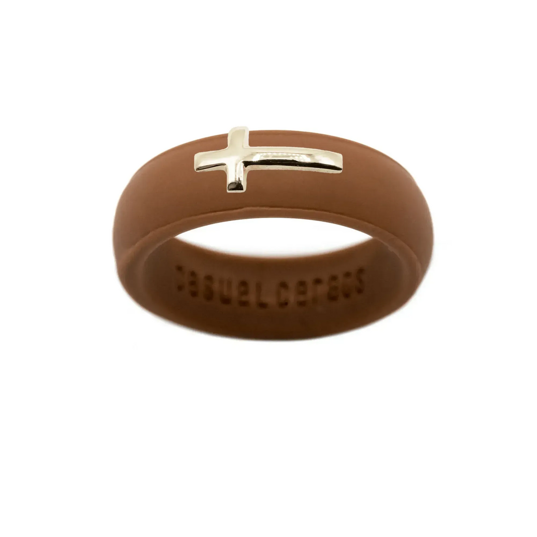 14K Sideways Cross Silicone Ring - Size 7