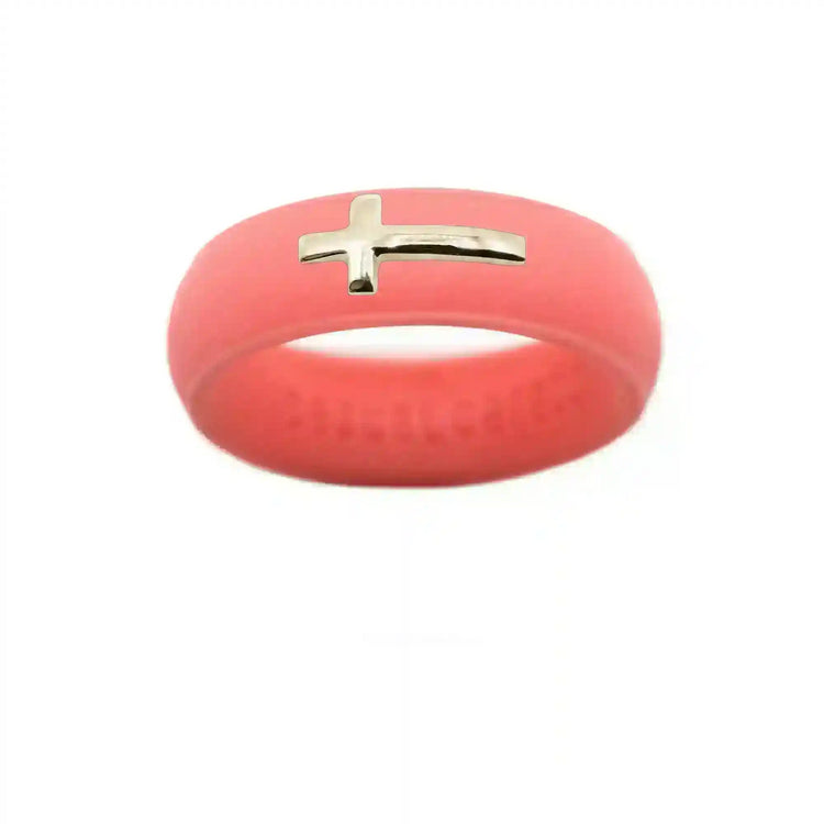 14K Sideways Cross Silicone Ring - Size 9