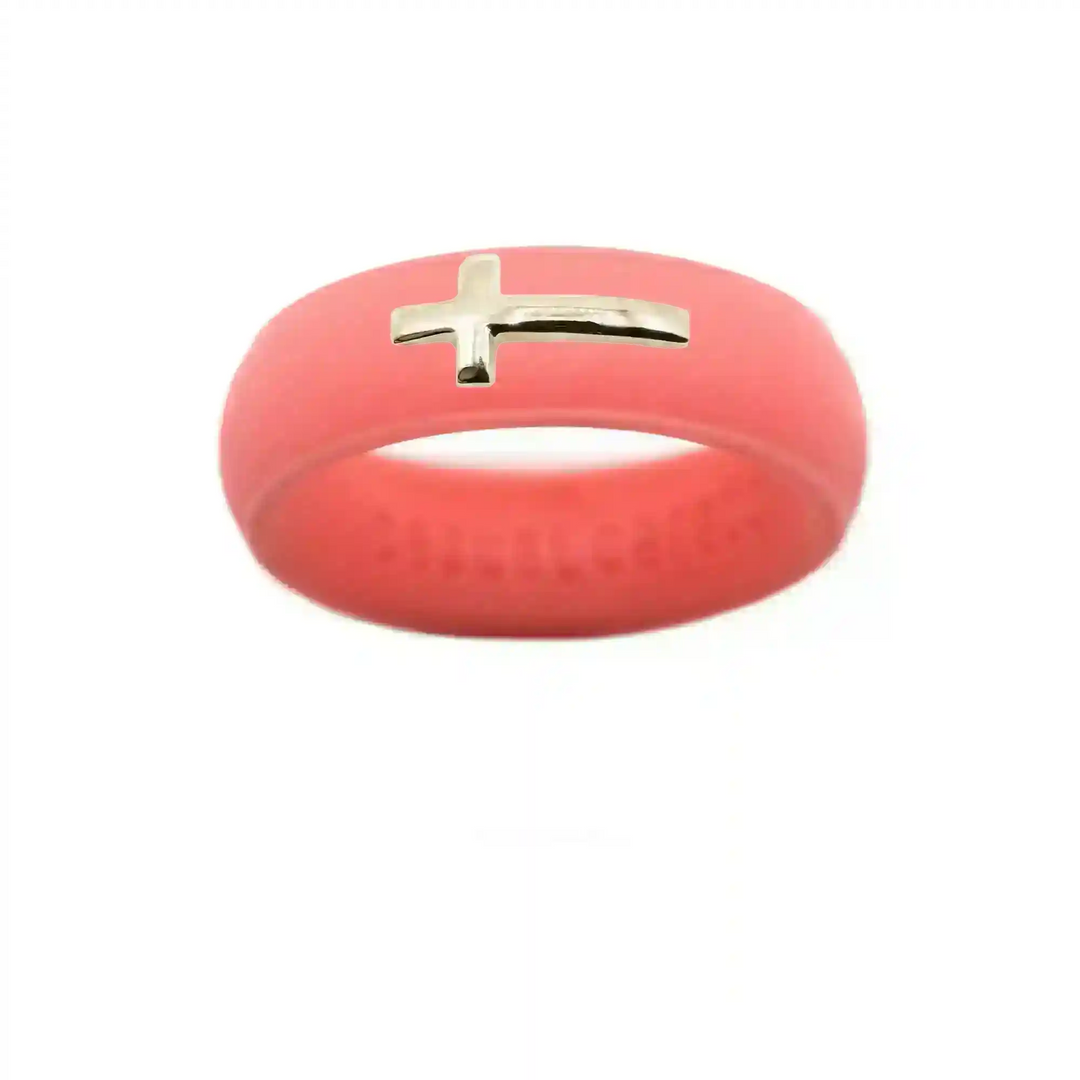 14K Sideways Cross Silicone Ring - Size 9