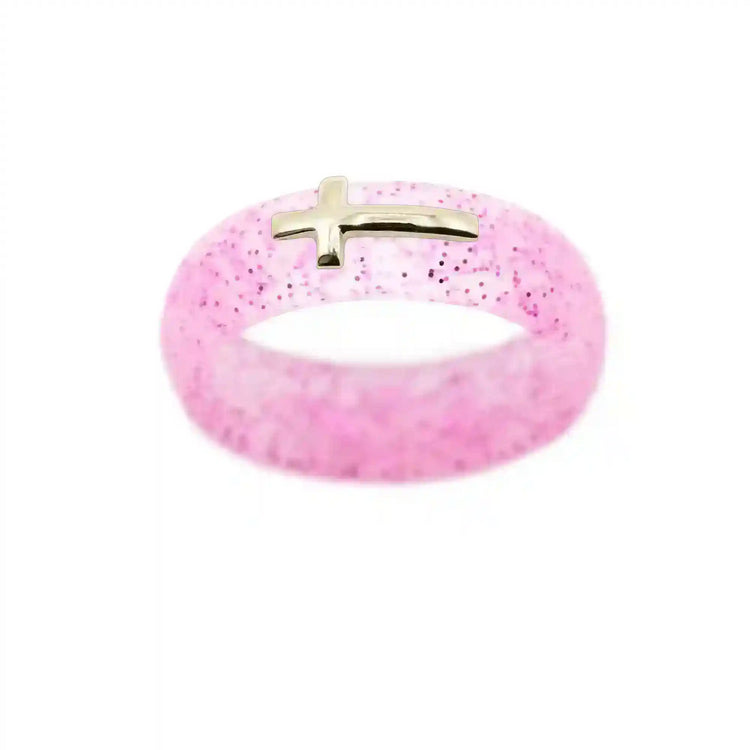 14K Sideways Cross Silicone Ring - Size 9