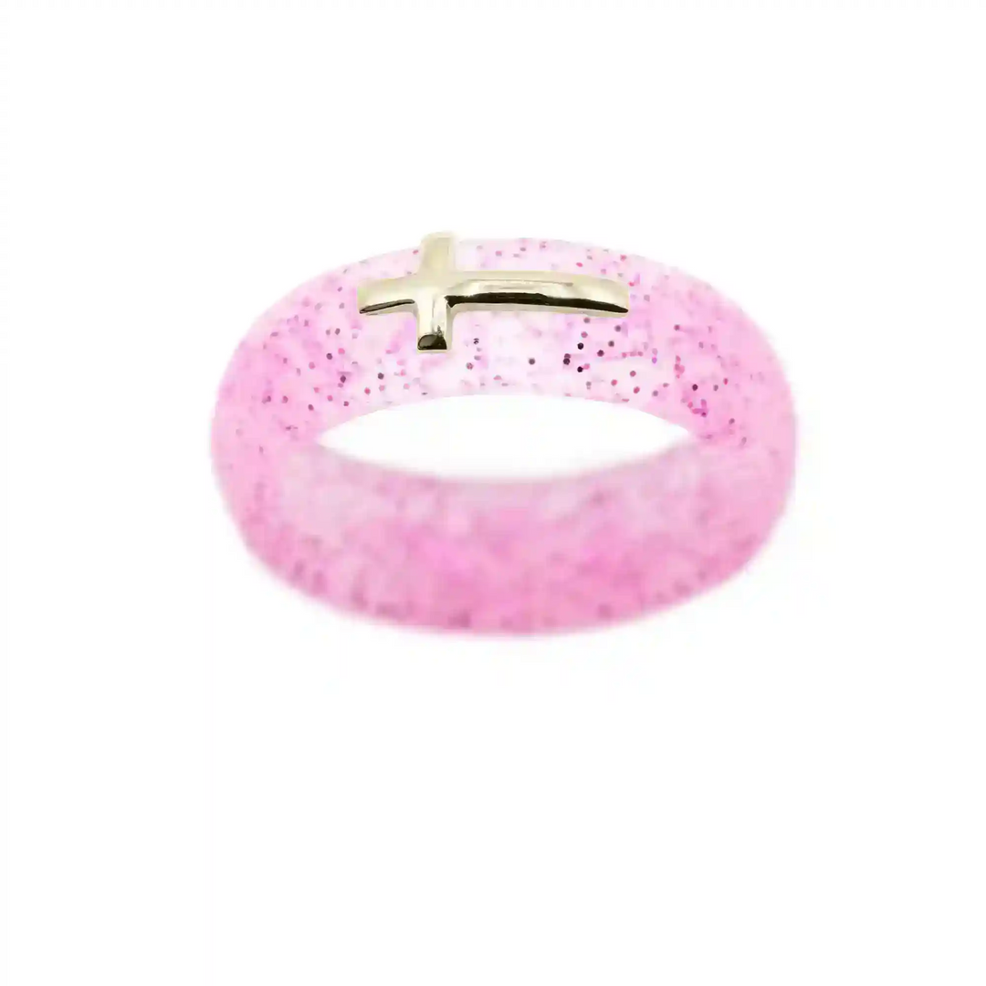 14K Sideways Cross Silicone Ring - Size 9
