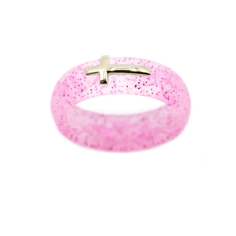 14K Sideways Cross Silicone Ring - Size 4