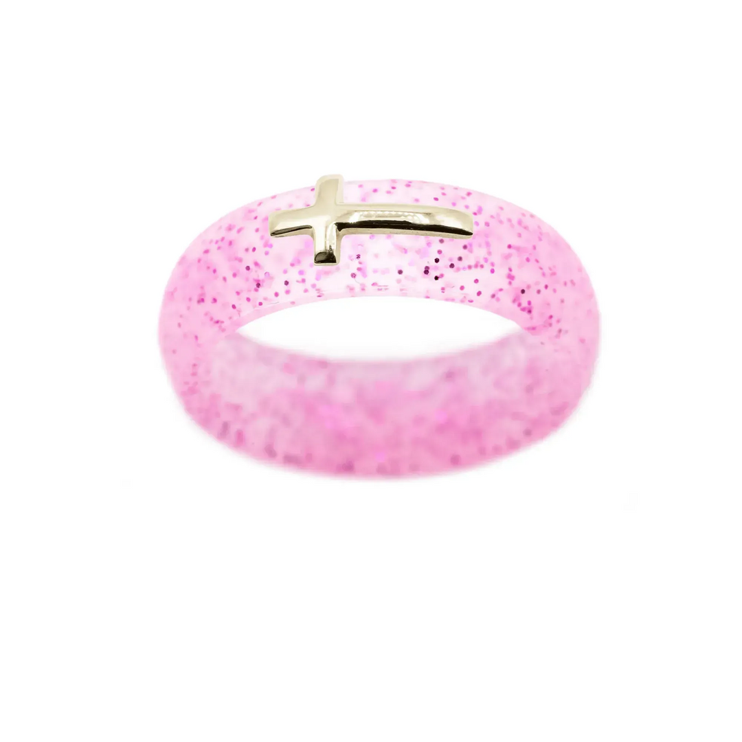 14K Sideways Cross Silicone Ring - Size 4