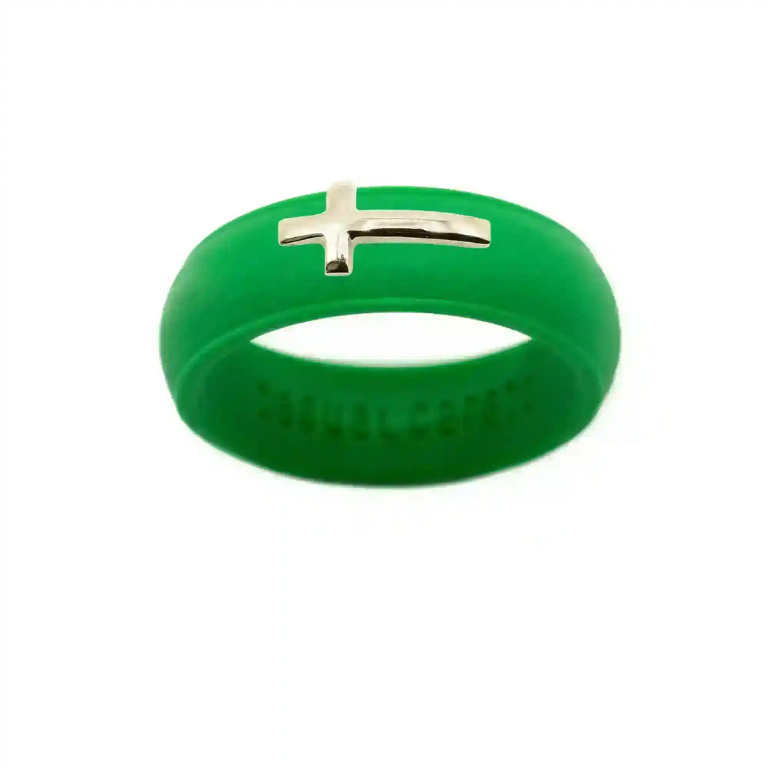 14K Sideways Cross Silicone Ring - Size 9