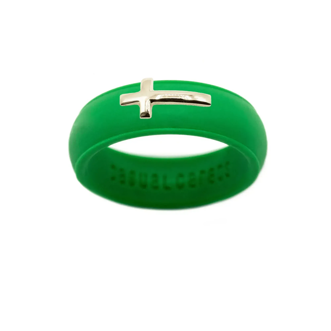 14K Sideways Cross Silicone Ring - Size 4